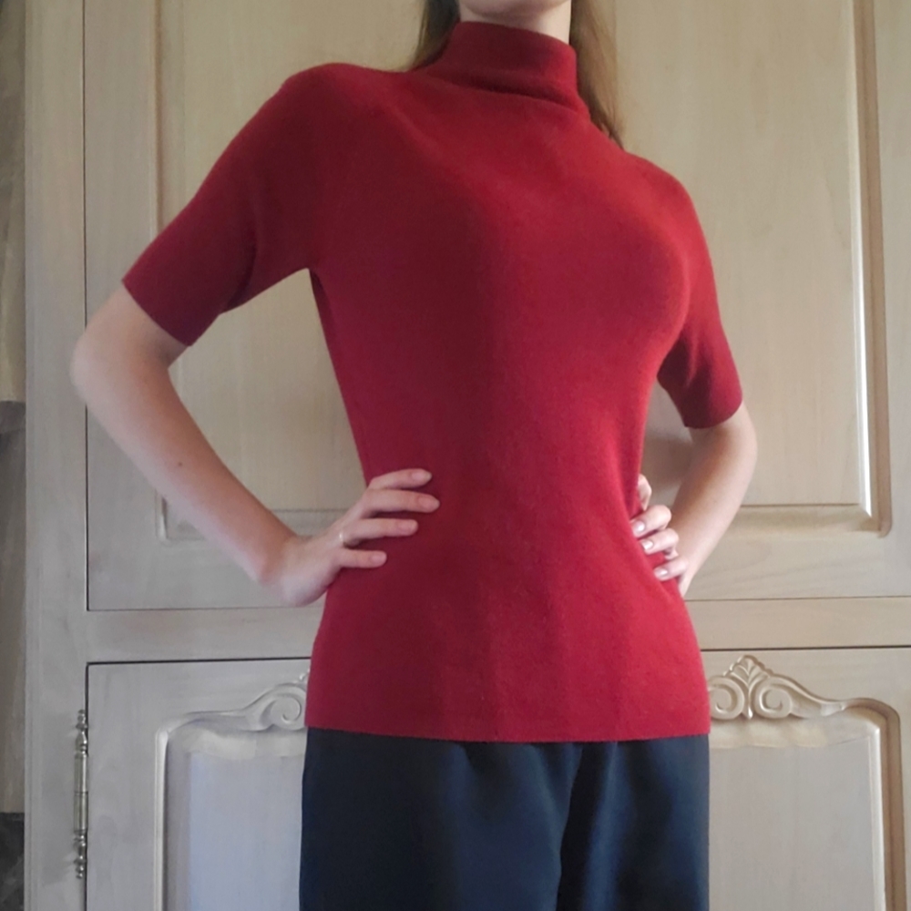 Loft Merino Wool Mock Neck Short Sleeve Sweater